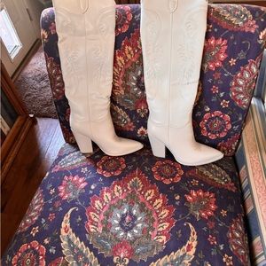 Insom ladies western knee high boots, v-cut cuff, pointed toe